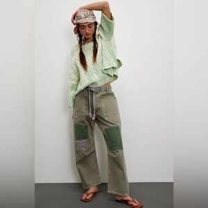 NWOT FREE PEOPLE WE THE FREE Moxie Pull-On Barrel Jeans | Army MSRP $148